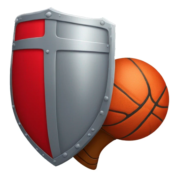 Shield with basketball held by a red knight sticker
