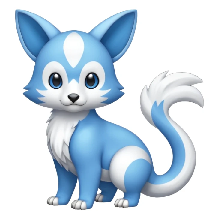 Cute cool white blue animal hybrid Fakemon full body sticker