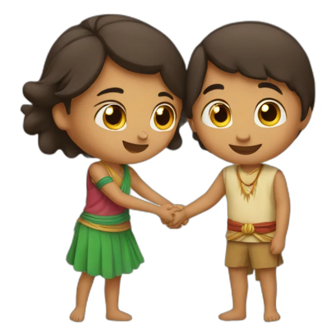Indian boy and girl hug love sticker