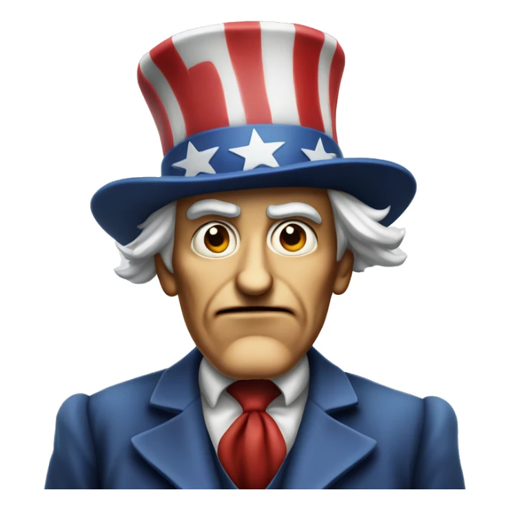 Uncle Sam with pitiful eyes up to his waist photorealistic serious sticker
