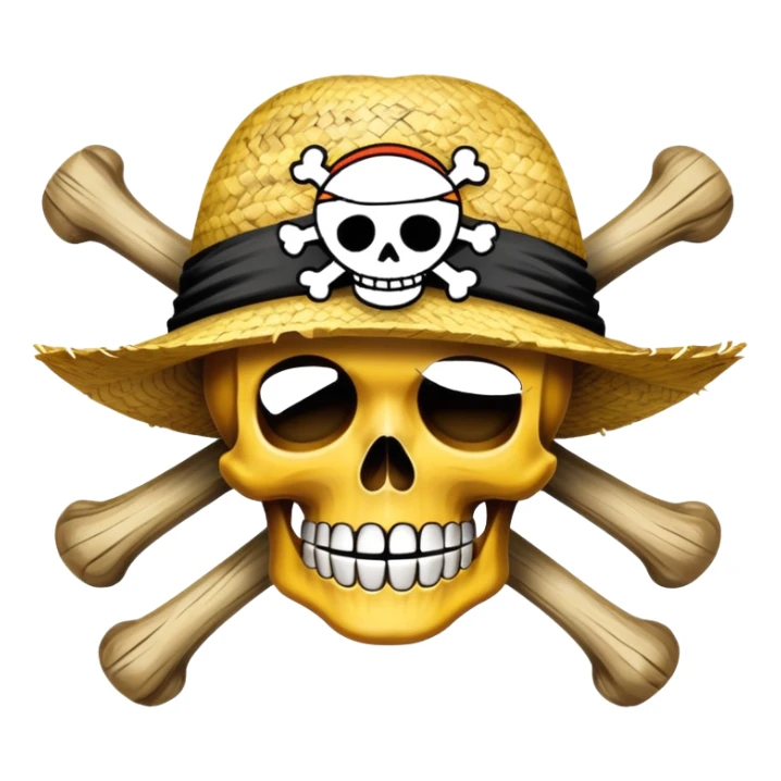 One Piece Straw Hat Pirates flag with skull wearing straw hat sticker