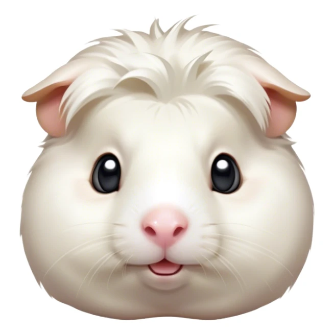 Cinematic Comical White Guinea Pig Portrait Emoji, Head tilted dramatically with an exaggeratedly amused expression, featuring a glossy, pristine white coat with an adorably scrunched face, wide, expressive dark eyes filled with playful disbelief, Simplified yet hilariously expressive features, highly detailed, glowing with a slightly sassy glow, high shine, dramatic yet playful, stylized with an air of cheeky mischief, bright and endearing, soft glowing outline, capturing the essence of a spirited and over-the-top guinea pig, so meme-worthy it feels like it could side-eye its way into internet fame instantly! sticker