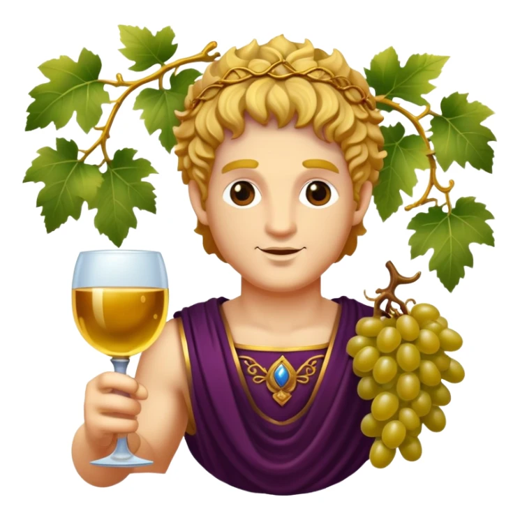 Bacchus Roman god of wine with grape vines and goblet sticker