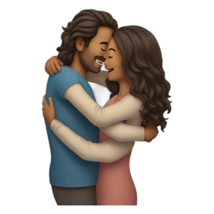 men hug woman with long hair  sticker