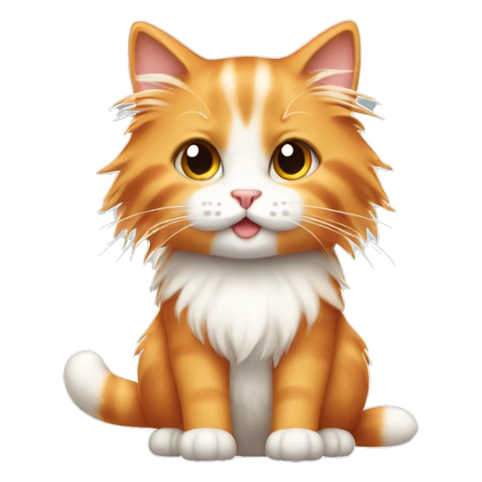 Cute emoji long haired orange and white kitty  sticker