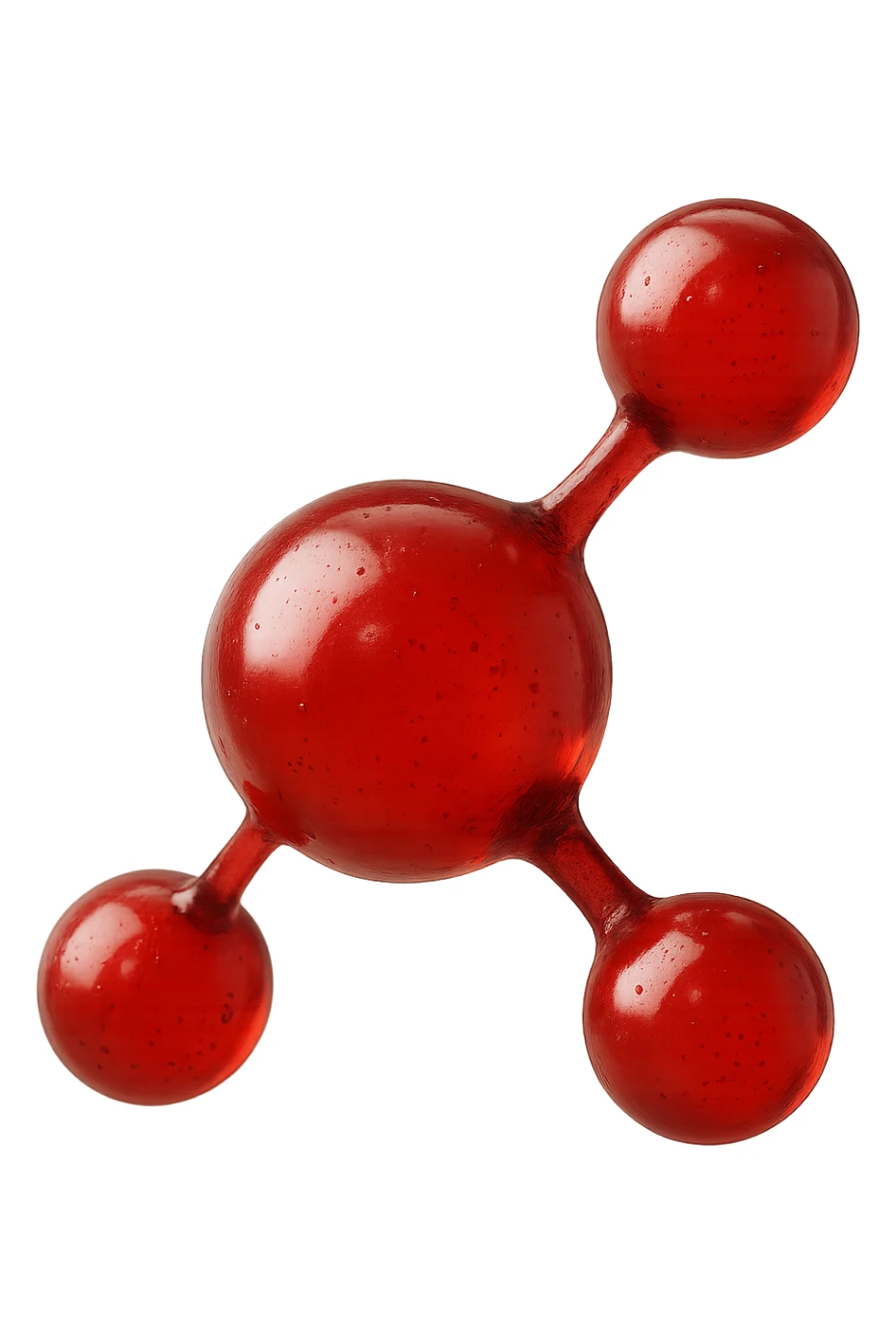 molecola chimica 3d rossa iperrealistica fluttua in aria, 4k sticker
