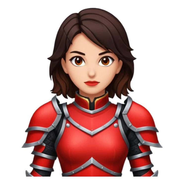 a brunette slim fighter woman in red and black, rpg pixel art style sticker