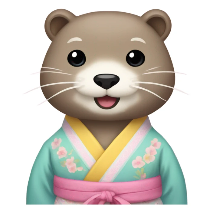 An otter face dressed in pastel-colored traditional Korean hanbok sticker