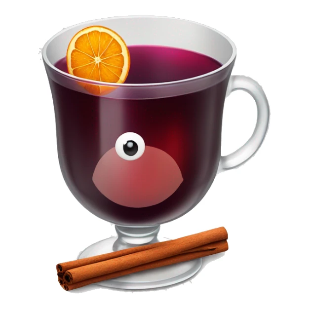Mulled wine with orange slice and cinnamon stick in a transparent cup illustration on white background sticker