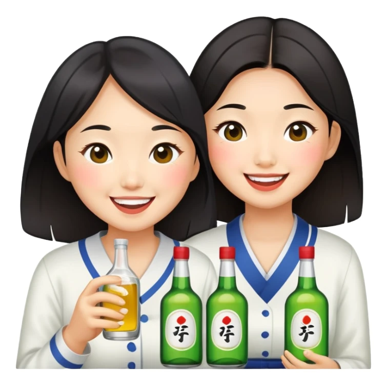 Two Asian girls really drunk with soju sticker