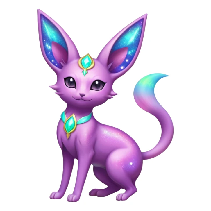 Shiny Exotic Nebulae Tropical Colorful Neon-colored Glittery Ethereal Sparkly Espeon-Amaura-Aurorus-Fakémon-hybrid-creature (full body)  sticker