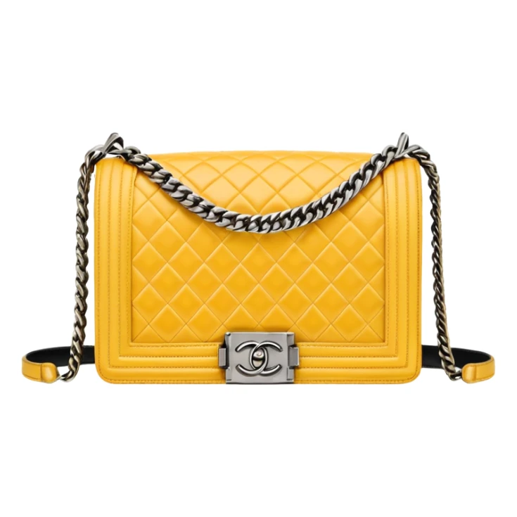 chanel le boy butter yellow bag with gold hardware sticker