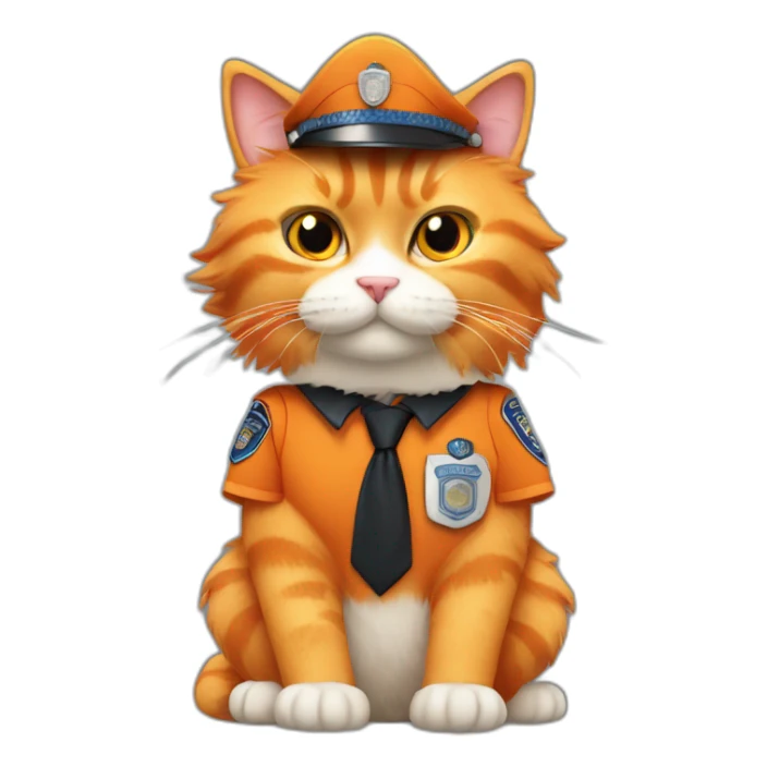 orange fluffy cat with arms and legs - police officer sticker