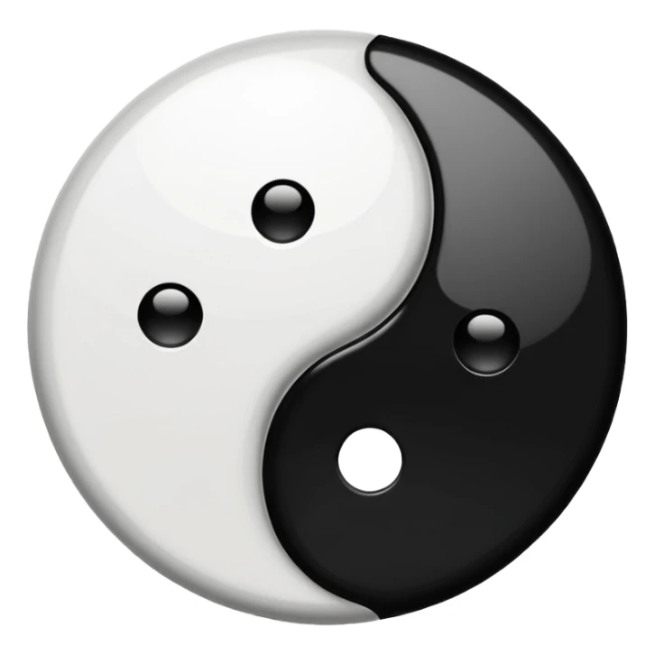 Yin and Yang glowing black and white in 32x32 sticker