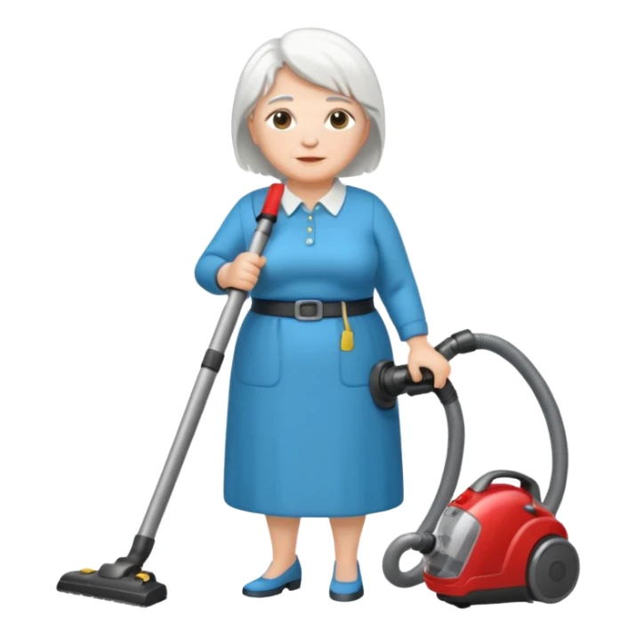 White hair cubby lady modern clothes older chubby ed lady vaccum sticker