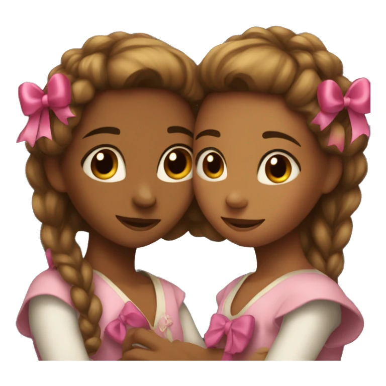 two girls hugging with bows if their hair, brown skinned sticker