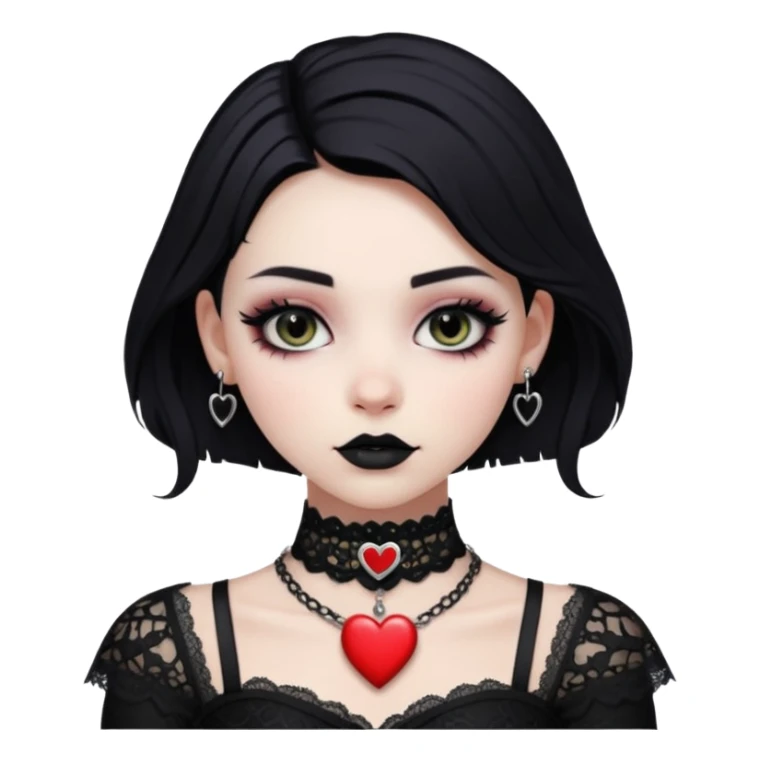 goth themed heart with a black lace choker sticker
