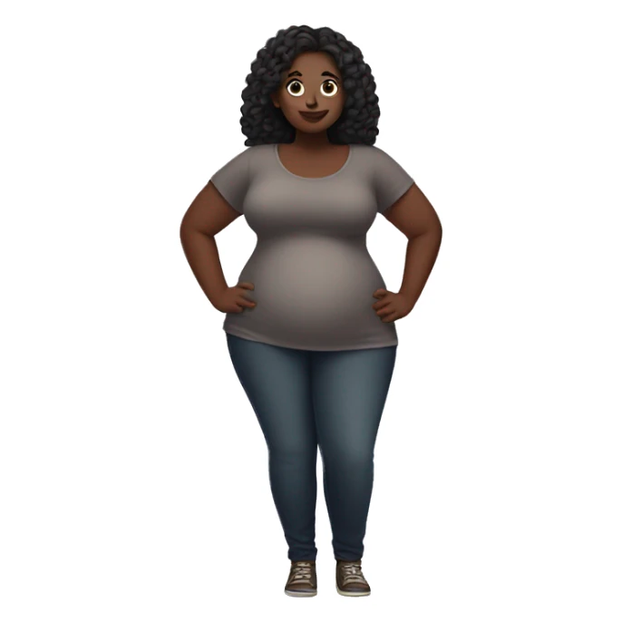 Curvy dark skinned woman with a big belly sticker