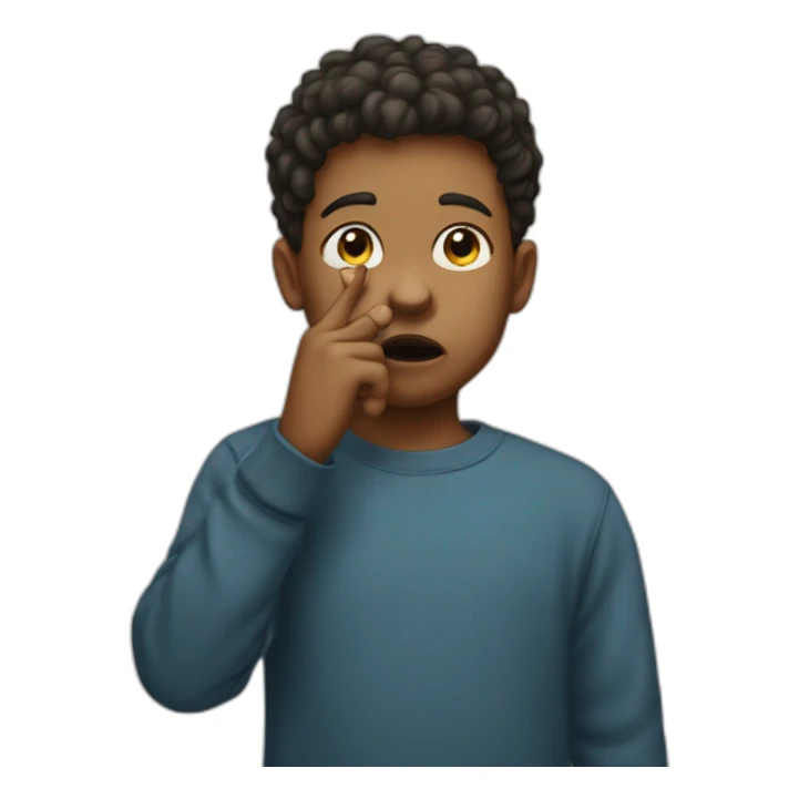 A boy with his finger in his mouth making the silence sign sticker