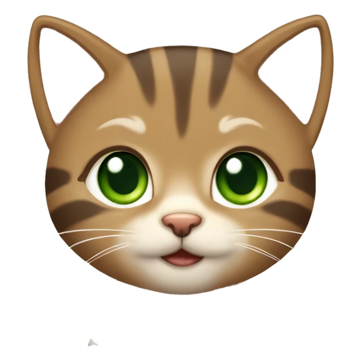 extremely cute kawaii brown tabby girl kitten with green eyes sticker
