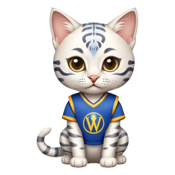 White bengal kitten in warriors jersey sticker