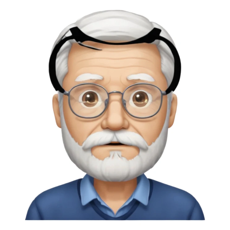 Old man, white hair and beard, glasses sticker