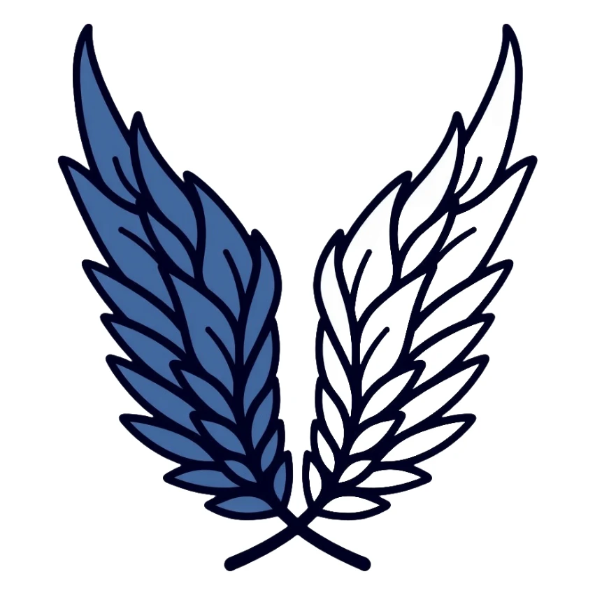 Wings of Freedom logo from Attack on Titan, overlapping blue and white wings, Survey Corps emblem sticker