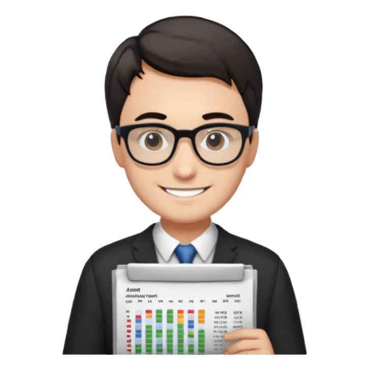 smile male dark short hair auditor with spreadsheet emoji sticker