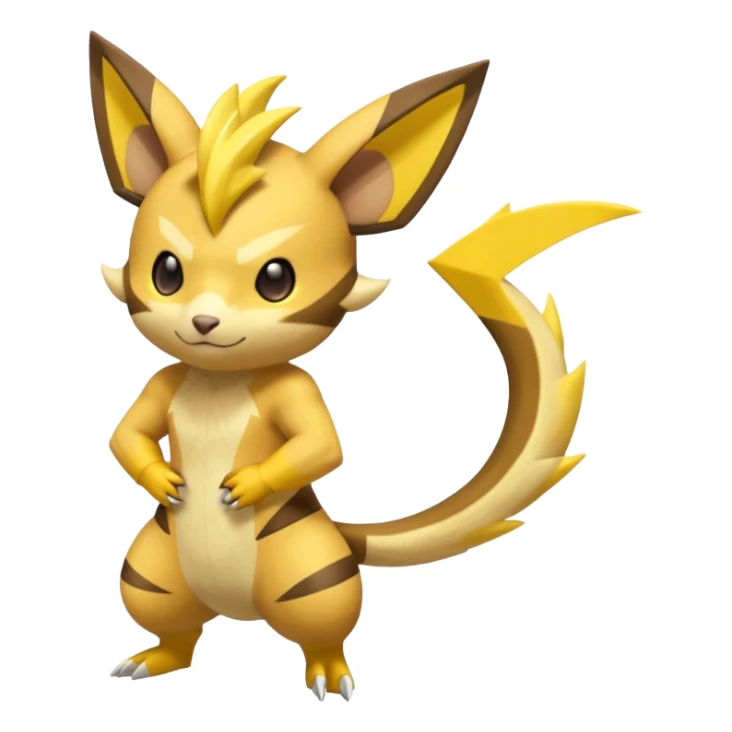 Electric Lemon-Yellow Sharp-Striped Spark-Crackling Agile Raichu-Zeraora hybrid Fakémon (full body) sticker