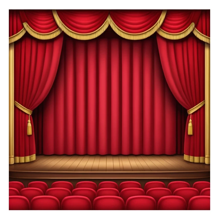 An emoji of a empty theatre stage with red curtains simple sticker