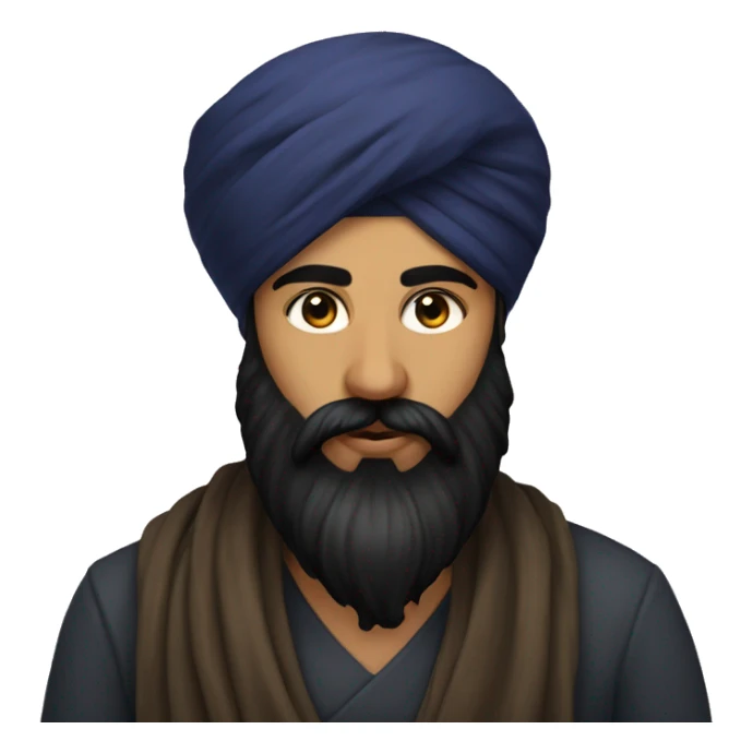 sikh with round and black turban, long curly black beard sticker