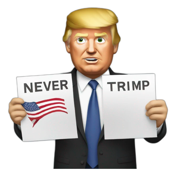 Trump holding sign with letters never again on it sticker