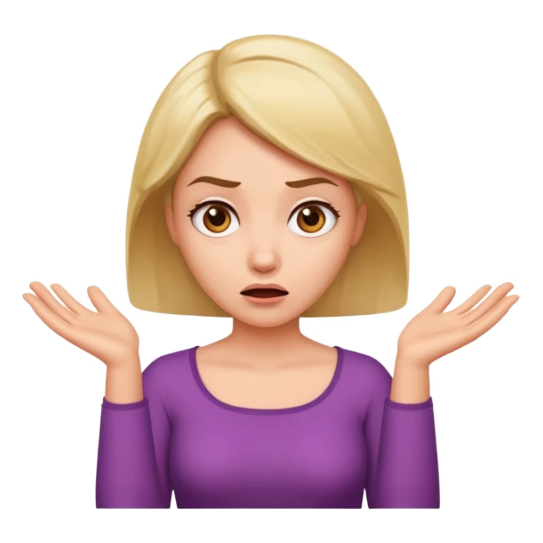 A woman shrugging her shoulders with a baffled expression sticker