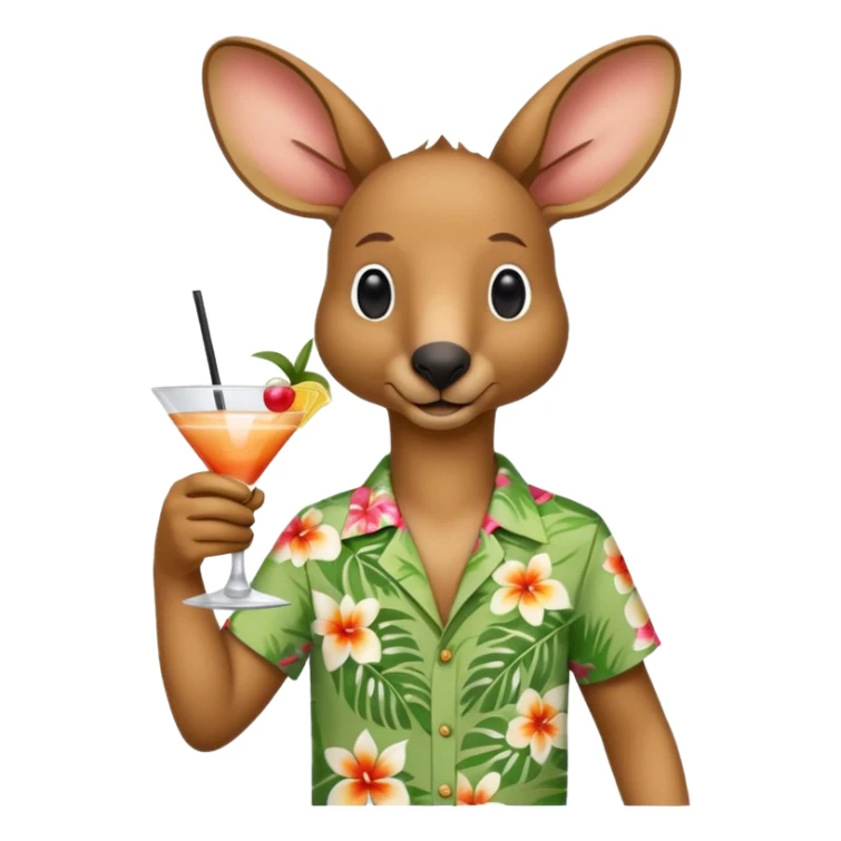 Kangaroo with Hawaii shirt and coctail sticker