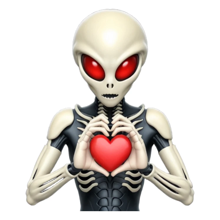 black xenomorph from the movie Alien making heart sign sticker