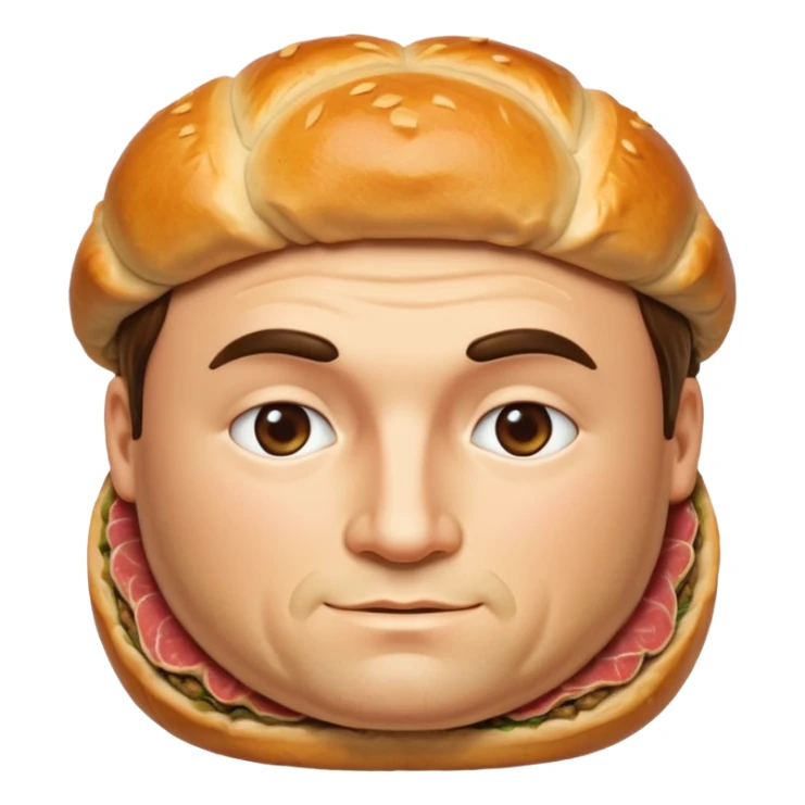 Man face in beef Wellington, face in middle sticker