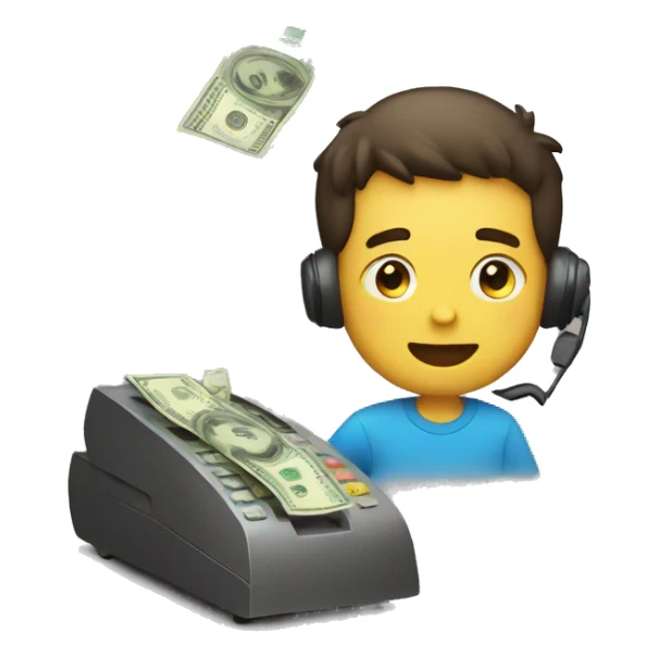 boy watching in the phone and it bring him money sticker