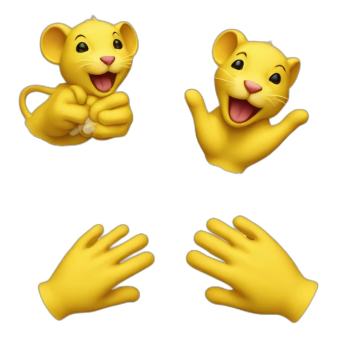 the yellow mouse which has the red lion's white hand  sticker