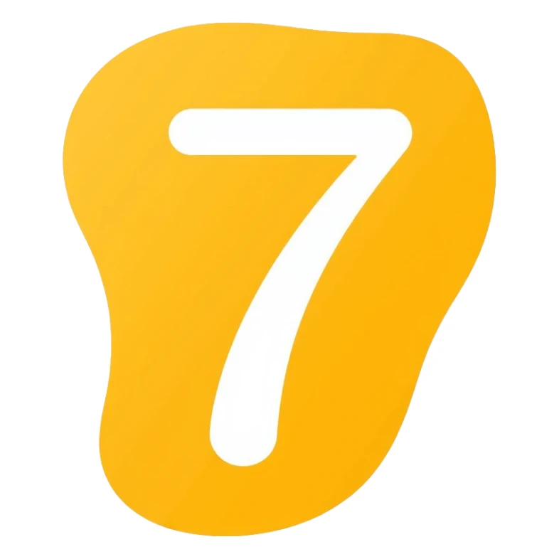 Number 7 on a yellow volumetric background sticker