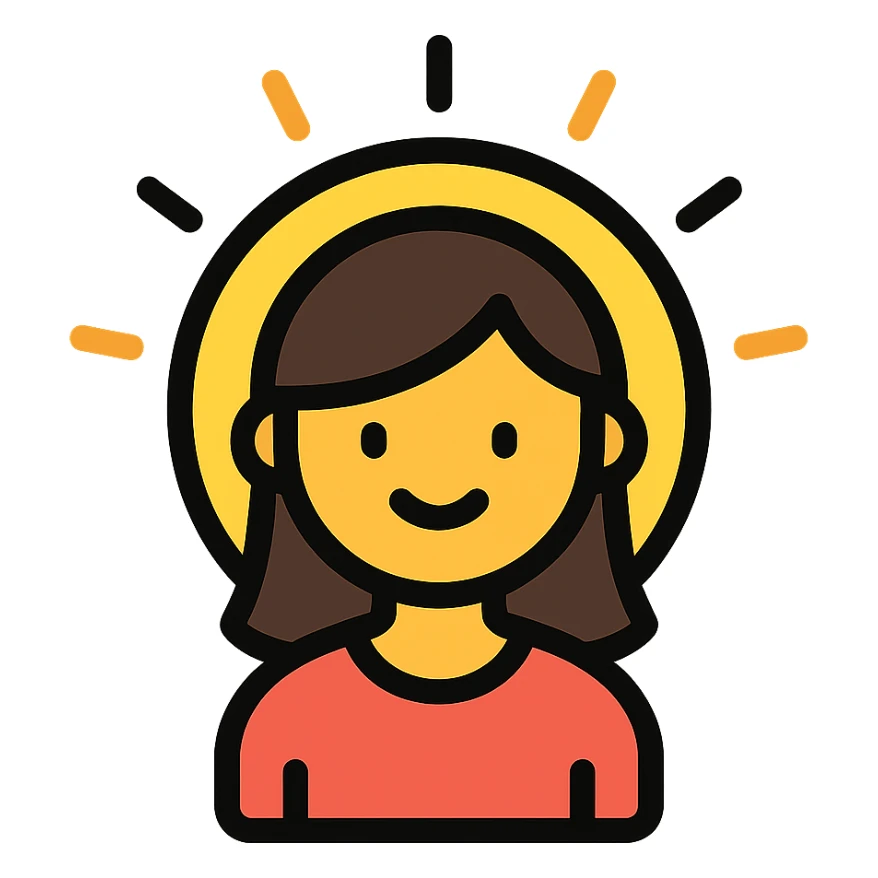 simple and modern icon of a girl with a glowing effect sticker