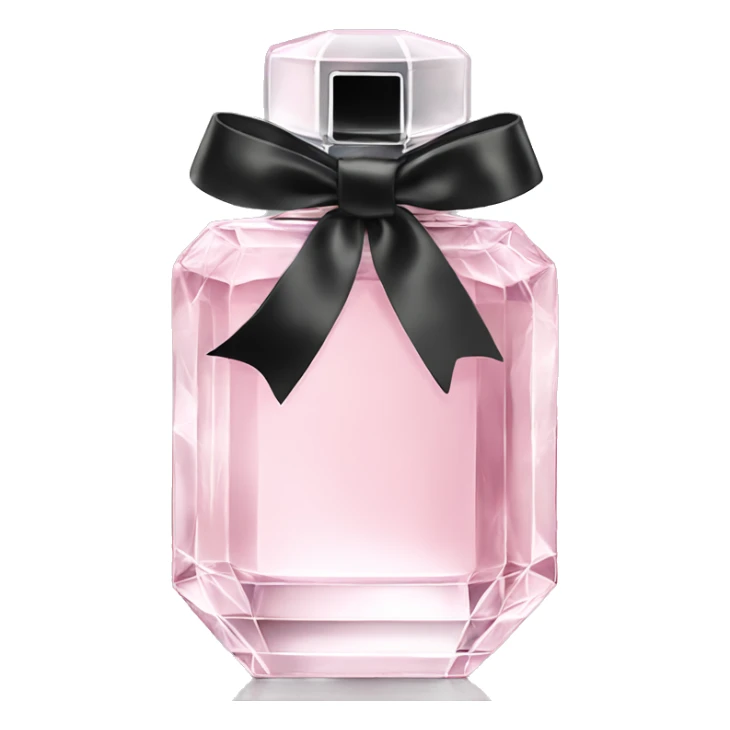 light pink crystal perfume bottle with black ribbon display sticker