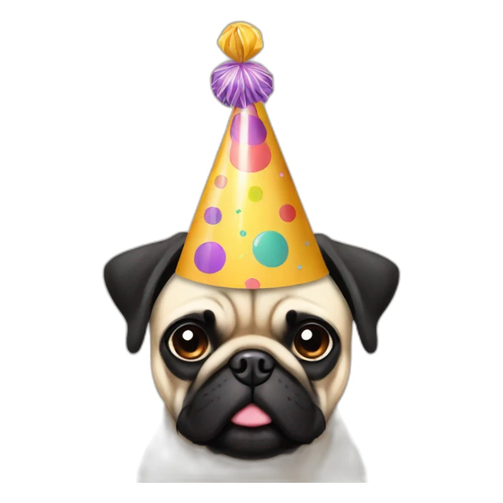 pug and black pug wearing birthday hat sticker