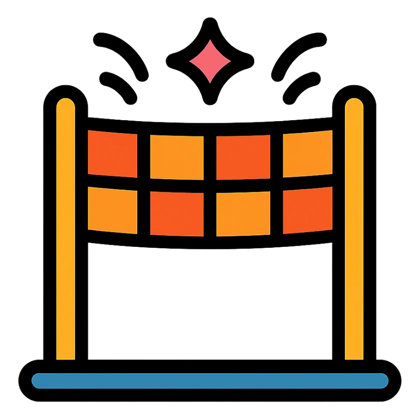 colored icon of a finish line, celebratory, clear and simple sticker