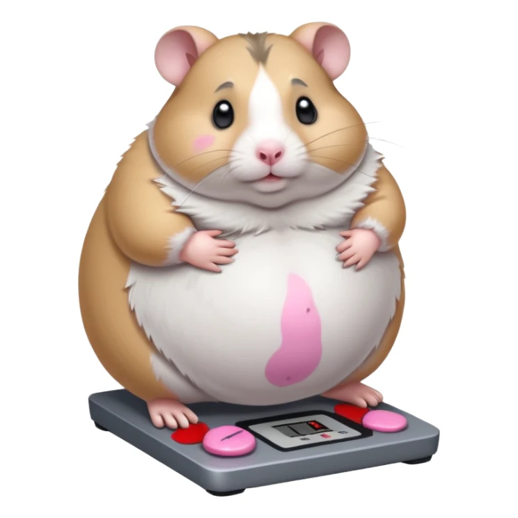 fat hamster pregnant belly stepping on a broken scale looking guilty sticker