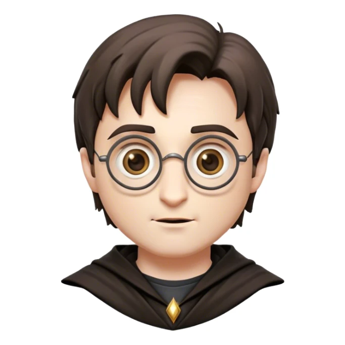 Cinematic Realistic Harry Potter Pop Culture Emoji, featuring a mystical, enchanted portrayal inspired by the iconic wizard rendered with lifelike magical details and dynamic lighting. sticker