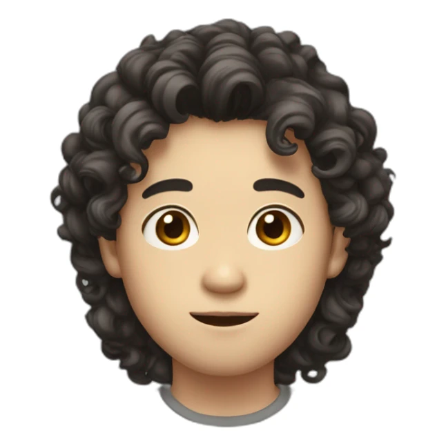 Big eyes, fair complexion, long hair, a little curly, Asian man sticker