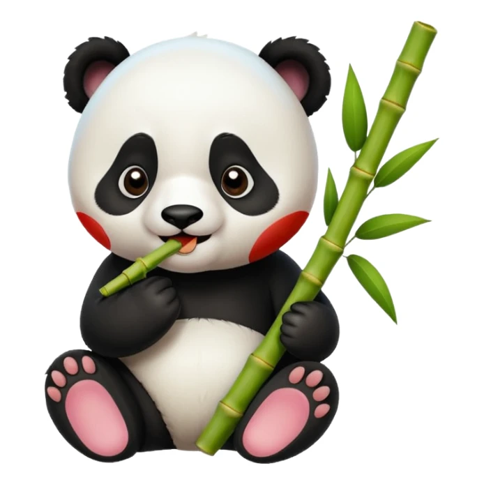 baby panda eating bamboo sticker