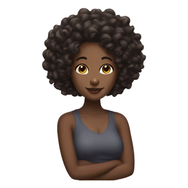 black girl with long, tight curly hair, curvy figure sticker