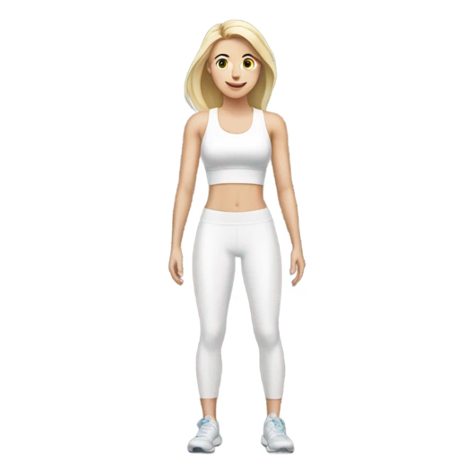 white girl  in light white clothes exercising sticker