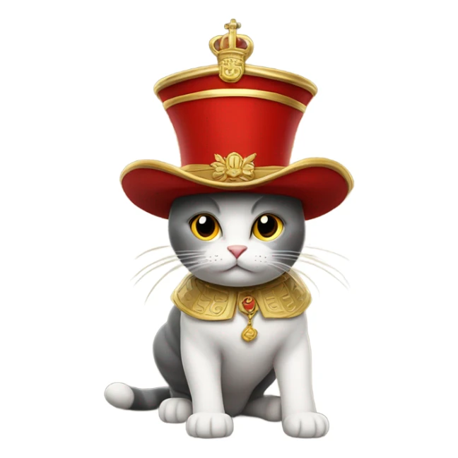 Cat wearing beefeater London hat sticker